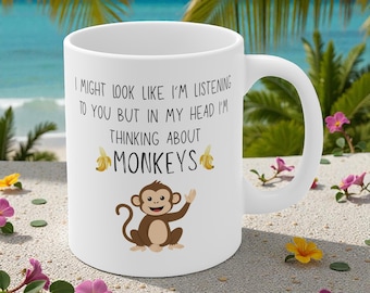 Funny Monkey Mug - Monkey Lover Gift Coffee Cup - Animal Theme Present