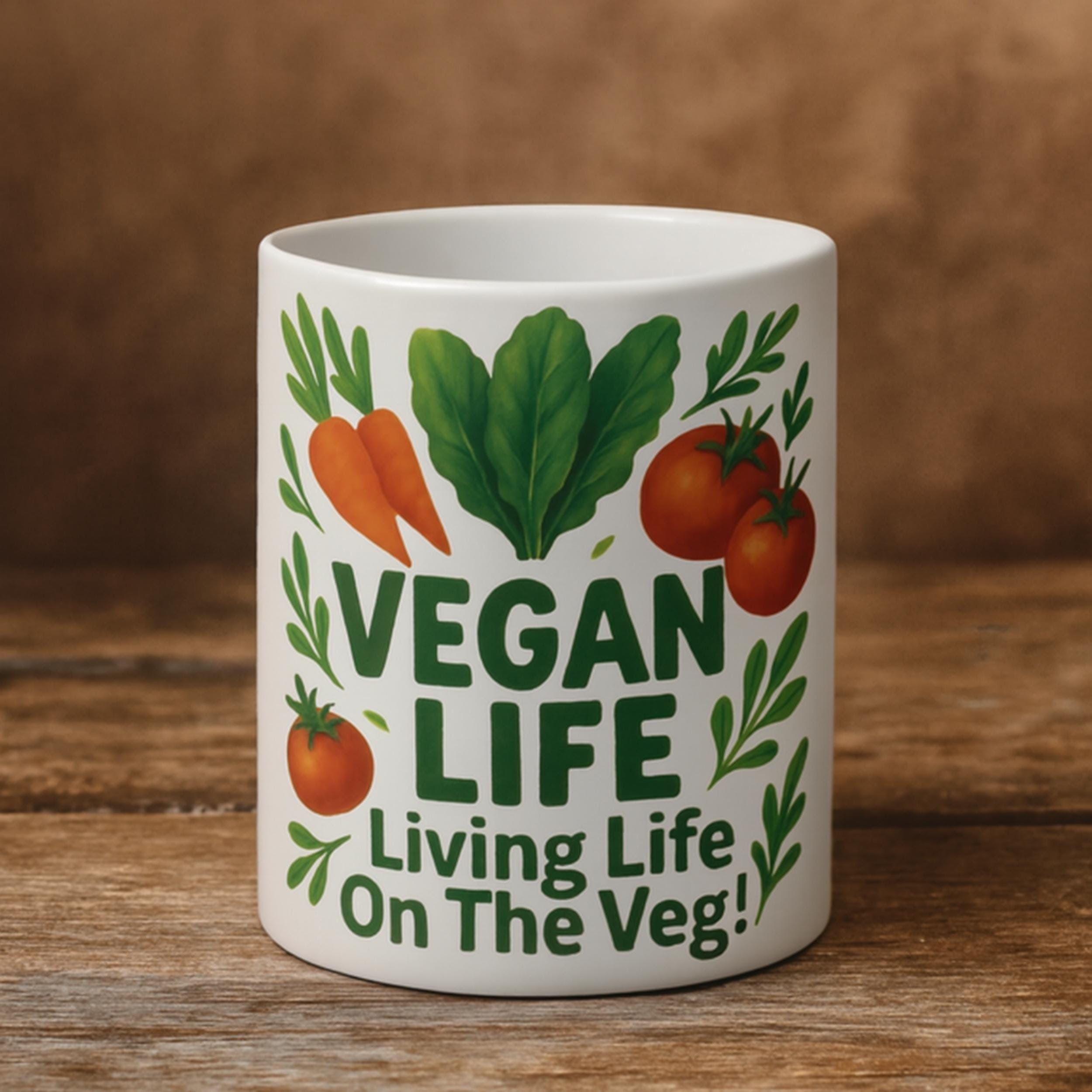 Tasse Vegan – Mug Design Végétal – Cadeau Vegan, Capacité 10 Oz
