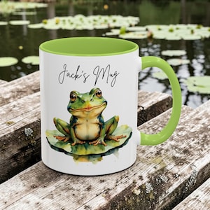 Personalised Frog Mug - Frog Gifts - Coffee Cup - Animal Gift - Watercolour Birthday Present