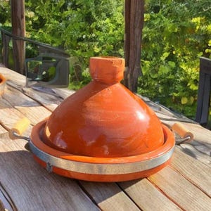 Autentica tajine marocchina in argilla fatta a mano, 20 cm | Pentola tradizionale | Utensili da cucina in ceramica | Regalo per gli amanti del cibo
