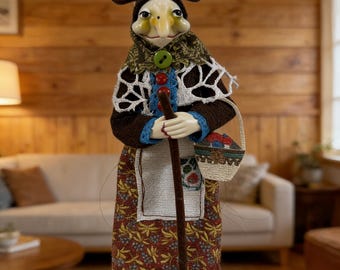 Resin Kitchen Witch Figurine, Handmade Gothic Witch Doll, Spooky Halloween Home Decor