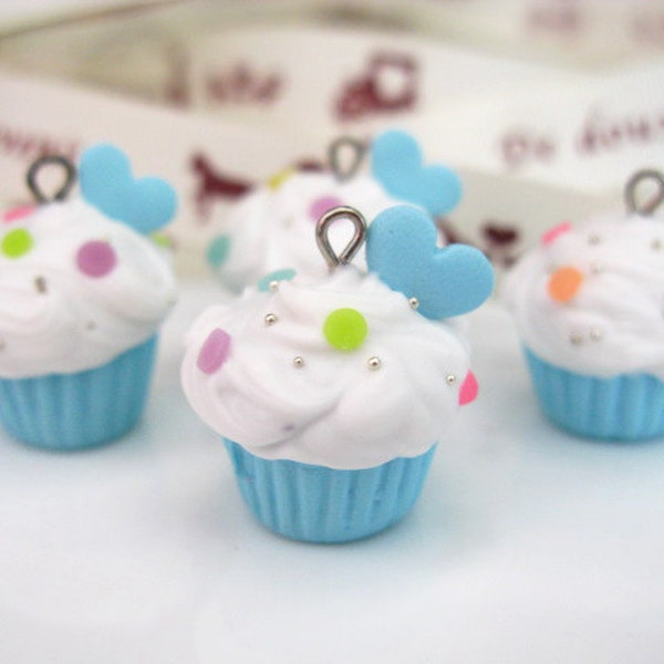 SCENTED Kawaii Blue Cupcakes with Pastel Sprinkles - set of 4