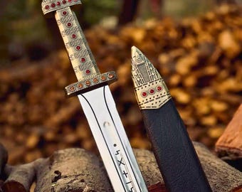 Handmade Ragnar Lothbrok Viking Sword with Scabbard | Medieval Viking Replica Gift for Him & Collectors