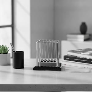 Newton's Cradle Office Desk Ornament | Kinetic Energy Balance Ball Art | Physics Pendulum Science Stress Toy