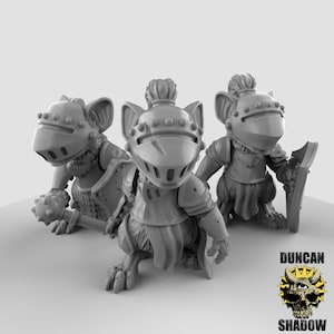 Mousle (Mousling) Knights w Maces - 3D Printed Duncan Shadow Louca Miniatures