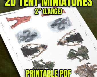 2D Tent Miniatures - 2" Size "Large" - DIY Fillable PDF - Fits 5 Minis a Sheet