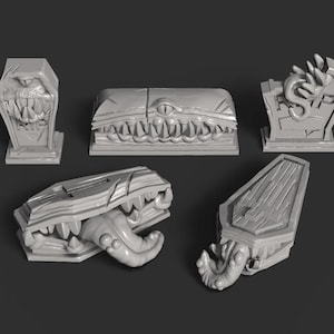 Graveyard Mimic Miniatures - 5 different objects - 3D Printed Models by Brayan Nafarrate