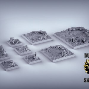 Woodland Bases, Square - 25mm, 50mm, 80mm - 3D Printed Duncan Shadow Louca Models