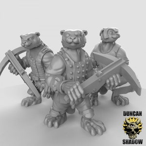 Otterfolk w Crossbows - 3D Printed Duncan Shadow Louca Miniatures