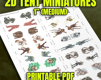 2D Tent Miniatures - 1" Size "Medium" - DIY Fillable PDF - Fits 20 Minis a Sheet