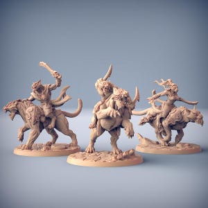 Rakshatigers (Tigers) with Optional Rakshasa Riders - 3D Printed Miniatures from Artisan Guild's Rakshakin Headhunters Set