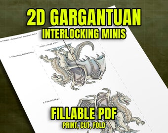 Ineinander greifende 2D Miniatur - 4 "Größe ""Gargantuan"" - DIY ausfüllbares PDF."