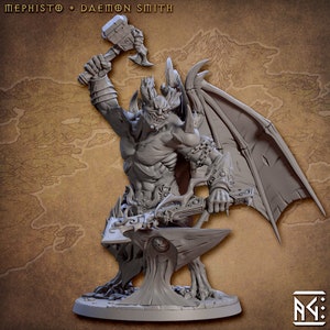 Mephisto the Daemon Smith - The Demon King Spawn Hero Miniature - 3d Printed Artisan Guild Model