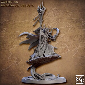 Aamon on Daemonum Kerubim - The Demon King Spawn (Tiefling) Hero Miniature - 3d Printed Artisan Guild Model