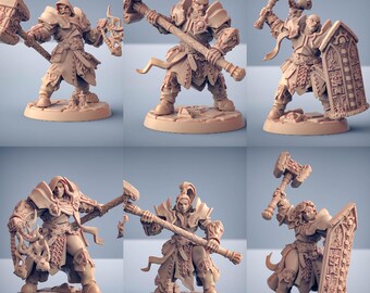 Brotherhood Requiem Templars (Clerics or Paladins) - 6 diff poses, Male & Female - 3D Printed Artisan Guild Miniatures