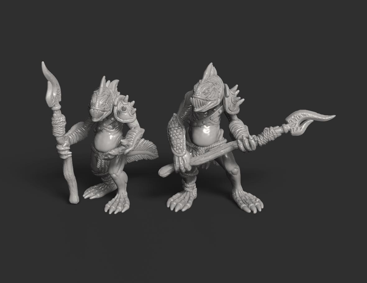 Deep-Sea Fish Folk / Kuo-Toa Miniatures - 3D Printed Models by Brayan Nafarrate