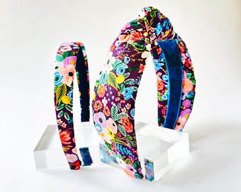 Rifle Paper Co. Floral Headband | Deep Purple Garden Party Top Knot, Alice Band