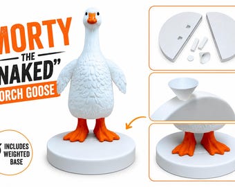 Morty the Naked Porch Goose with Weighted Base | 3D Printed Goose Statue | Funny Yard Decor | Outdoor Porch Decoration