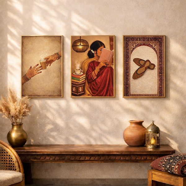 Südasiatische Kulturelle Drucke, Desi Wohnkultur, Pakistanische Kulturelle Wandkunst (Digitaler Download)