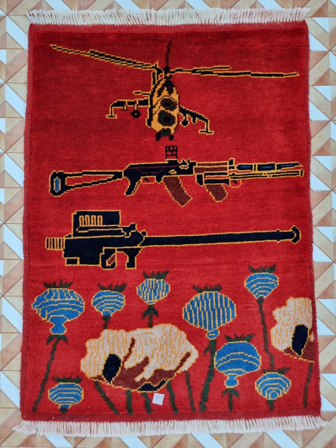 War Machine Rug Vintage Afghan War Rug: Handmade Wool Tribal Design - Etsy