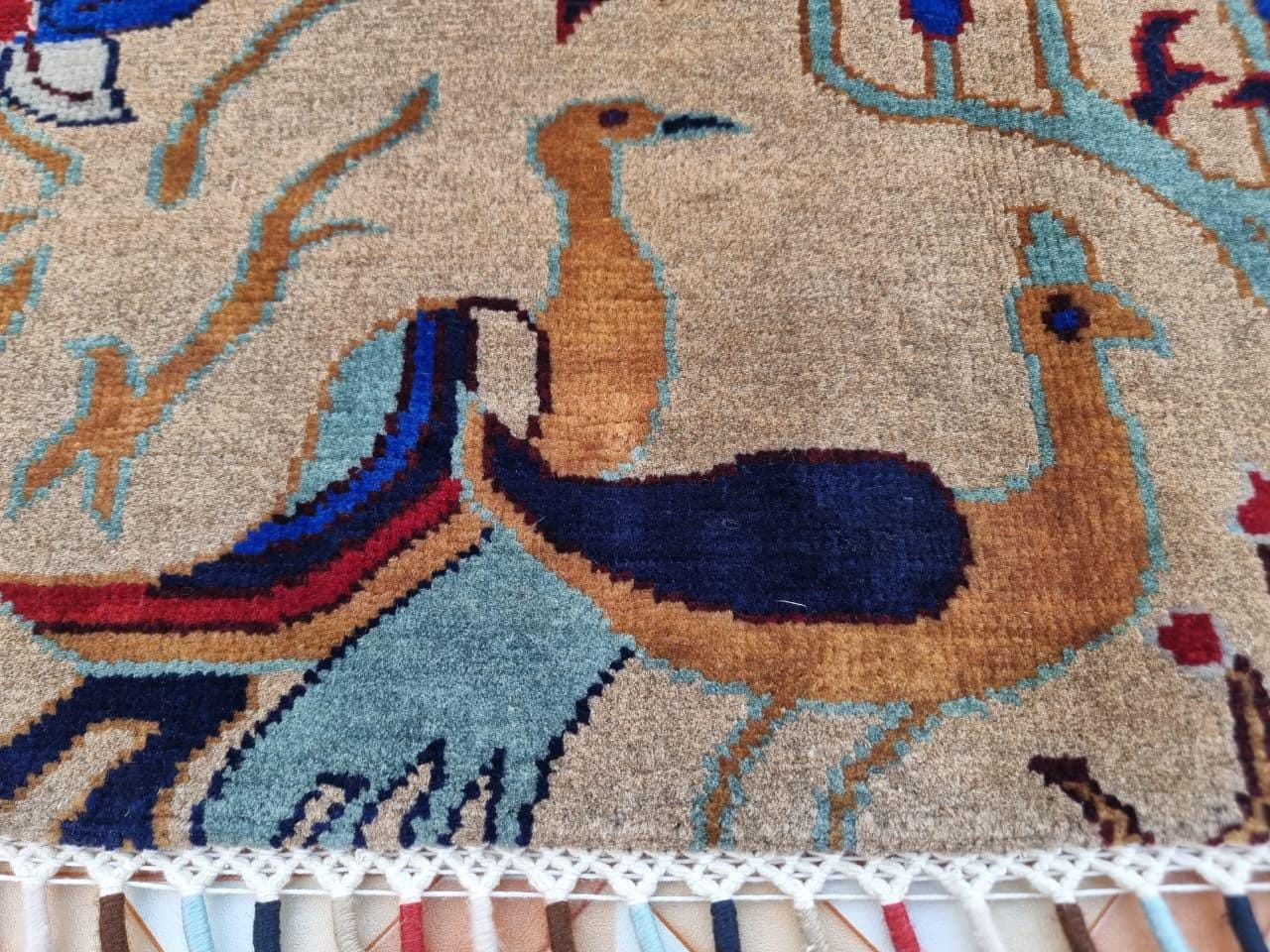 Vintage Afghan Handmade Rug Taribal Knotted Wool Rug Pictorial ...