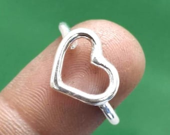 Handmade Dainty Open Heart Silver Ring – Minimalist Gift