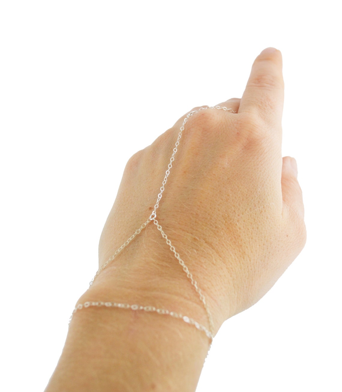 Silver Wrap Bracelet/ Dainty Hand Chain Bracelet/ Triangle Etsy