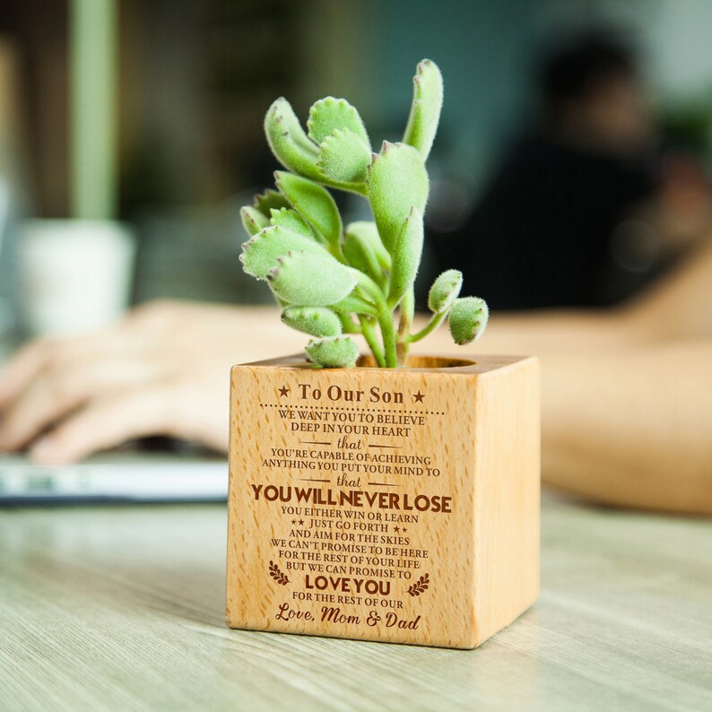 Darling little engraved wooden box for your Son Christmas! wedding graduation Perfect for birthdays To My Son Love Mom and Dad