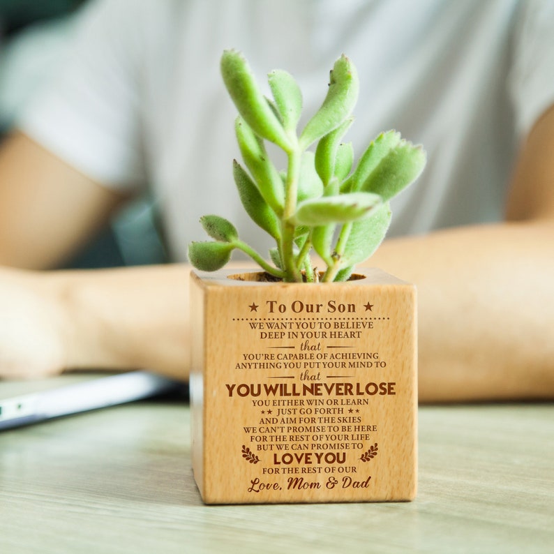 Darling little engraved wooden box for your Son Christmas! wedding graduation Perfect for birthdays To My Son Love Mom and Dad