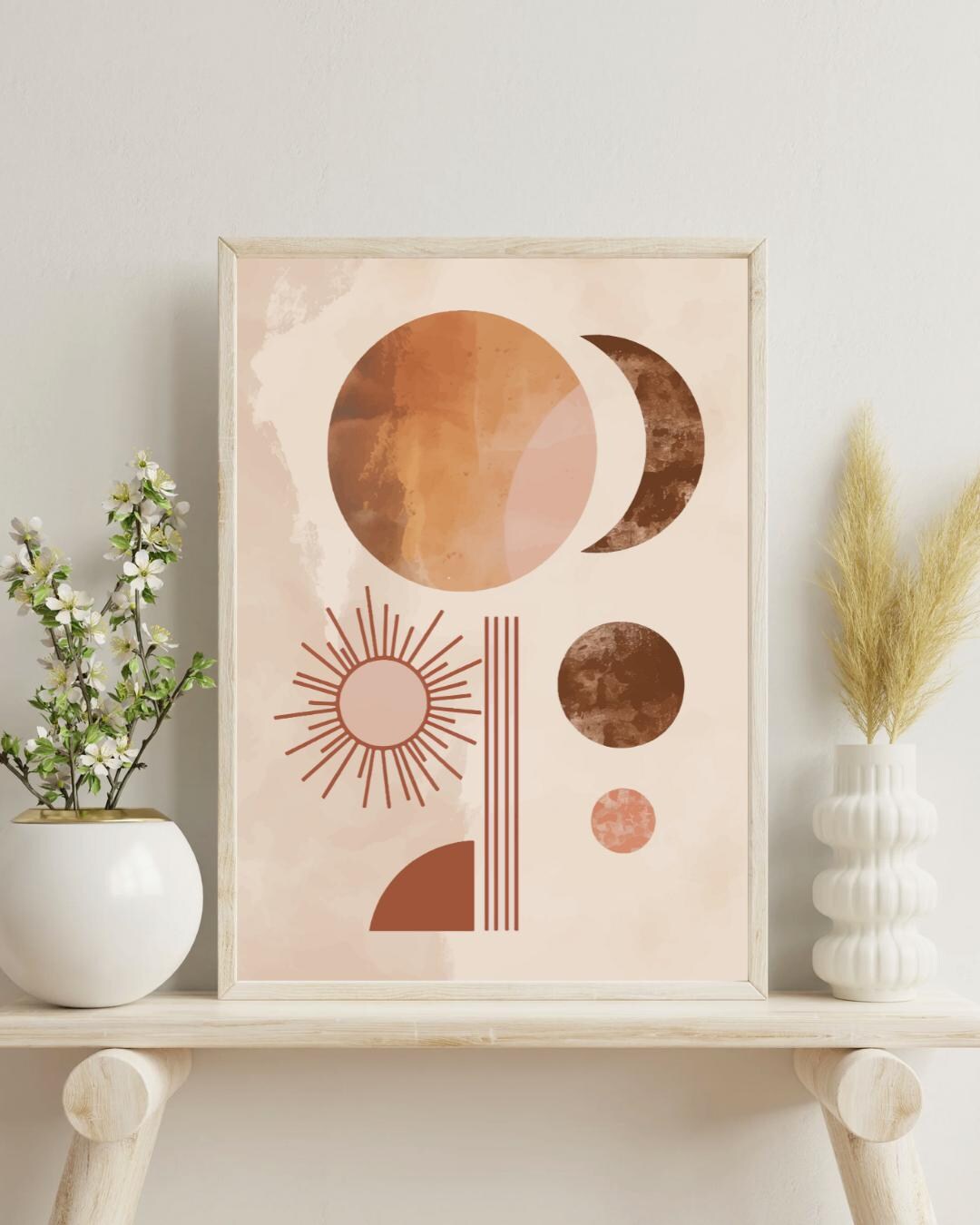 Mid Century Geometric Wall Art – Printable Set of 8 Abstract Digital ...