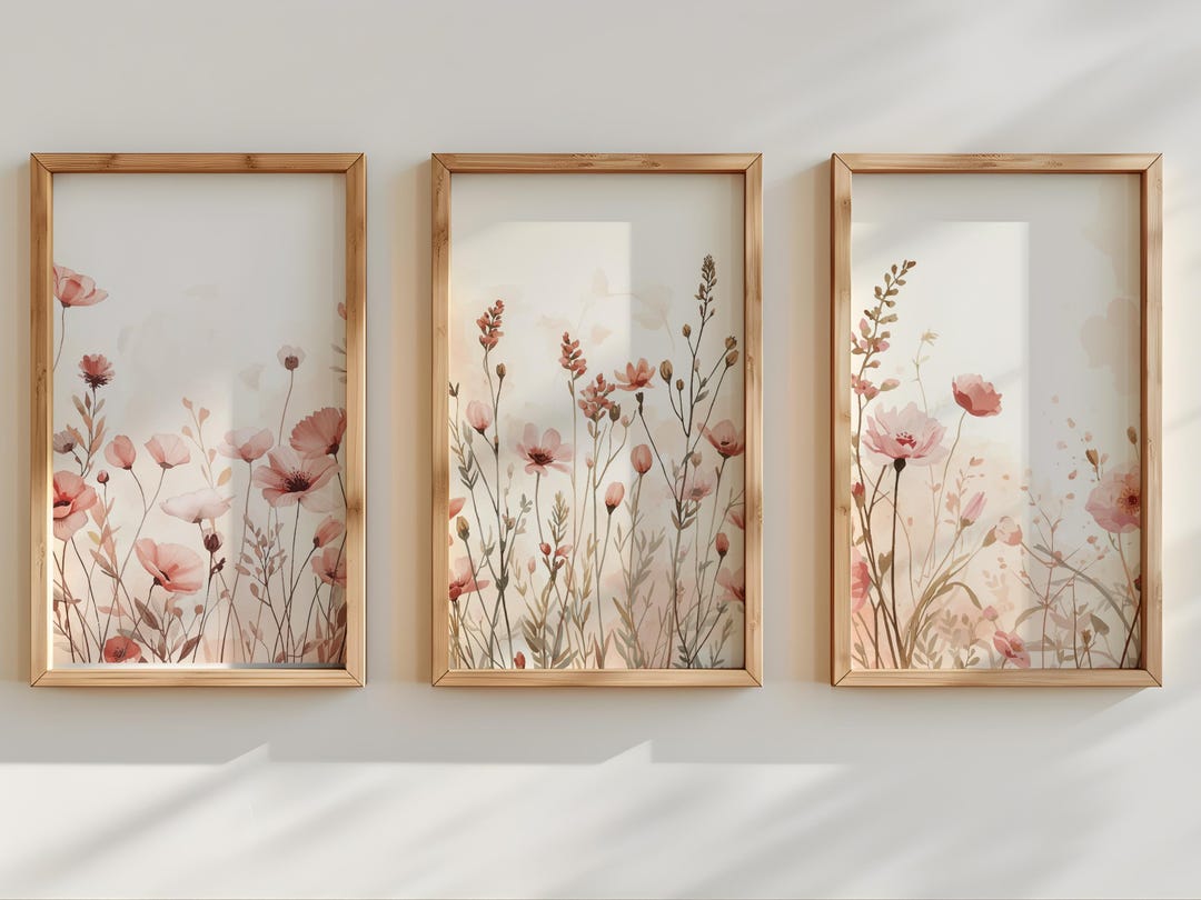 Meadow Flowers Wall Art Set of 3 | Wildflower Botanical Prints ...