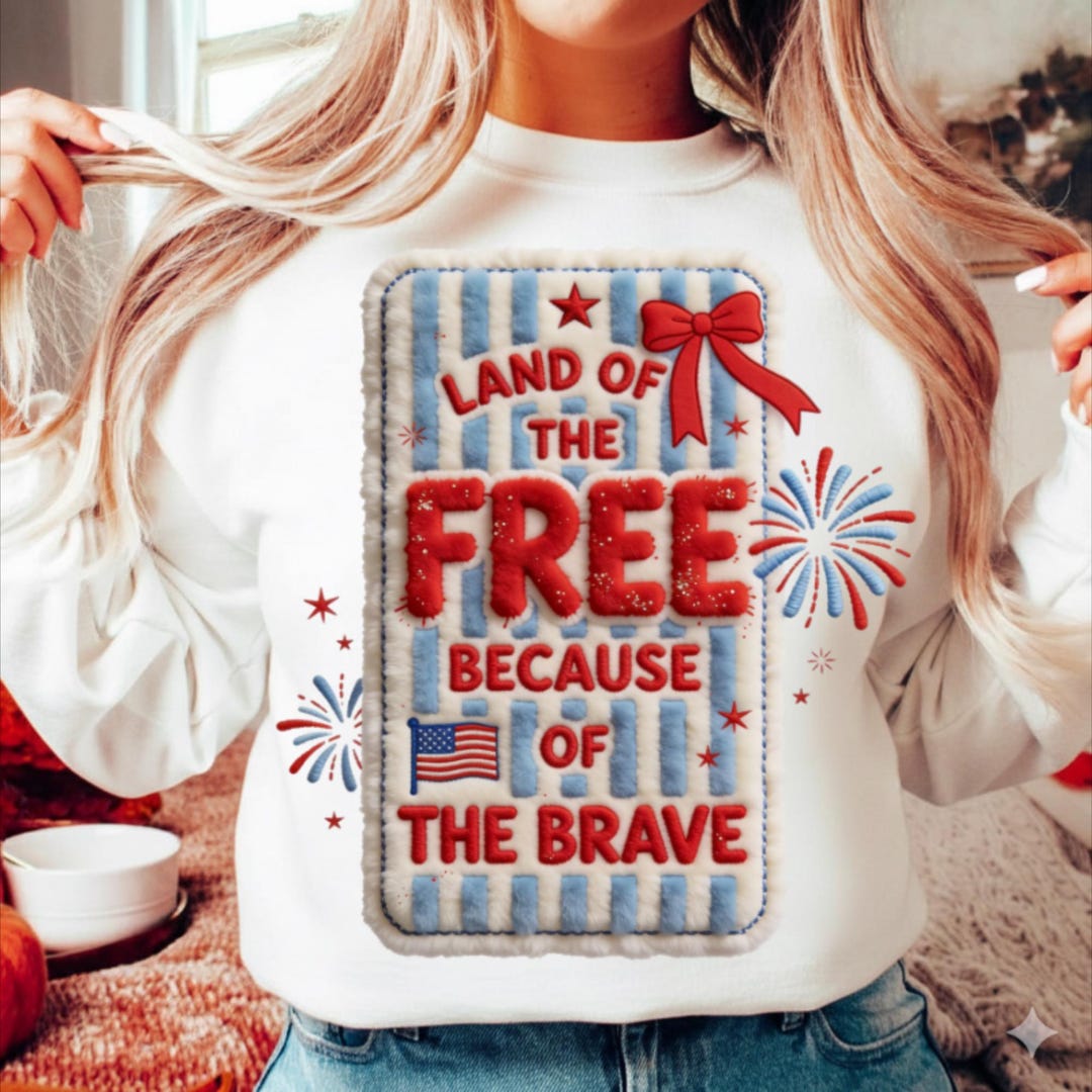 Land of the Free Because of the Brave Png, Retro 4th of July Png ...
