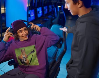 Sudadera con ardilla tocando la guitarra / Sudadera con capucha para niños con música de animales lindos