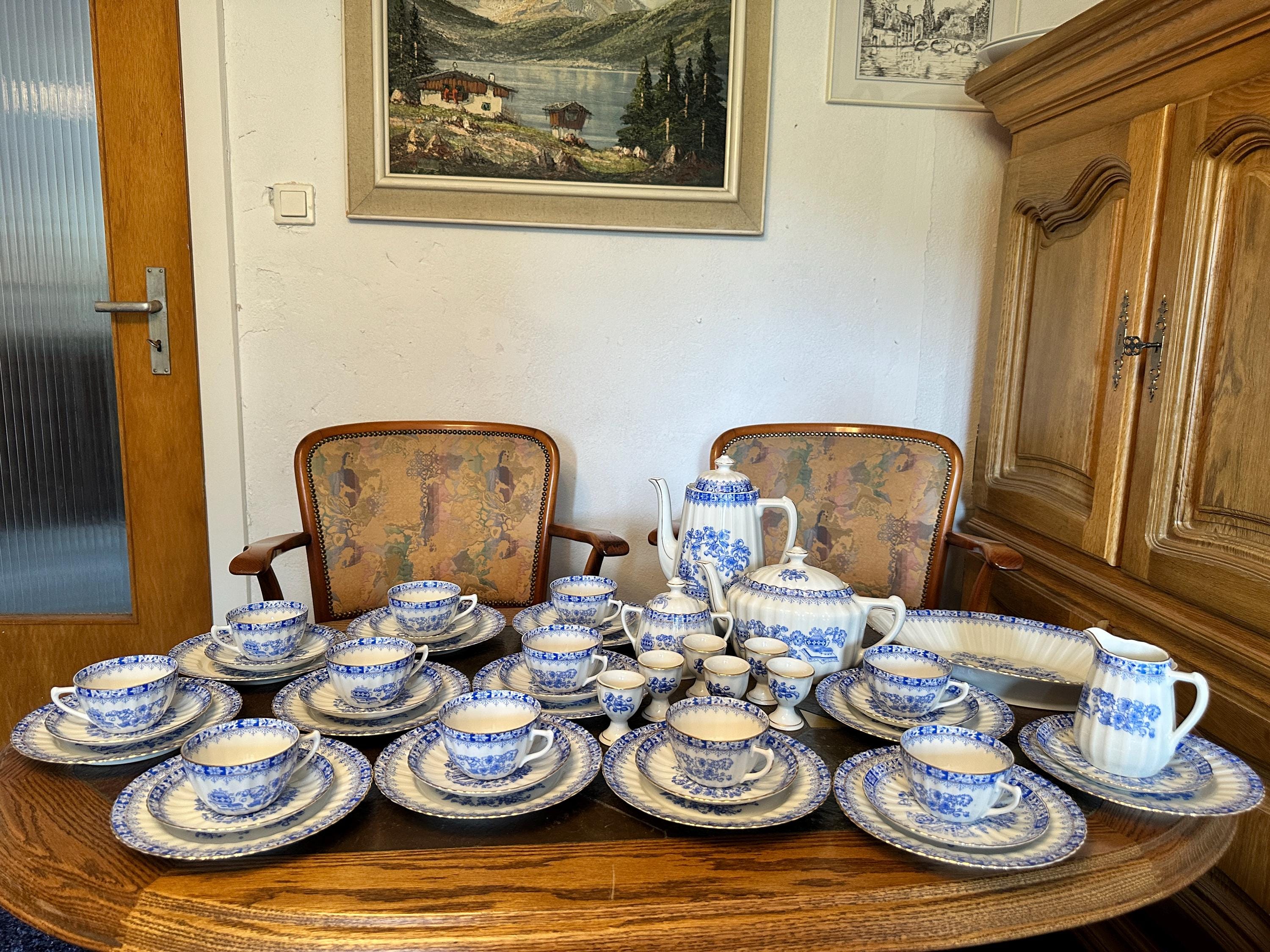 Porzellan geschirr weiß blau