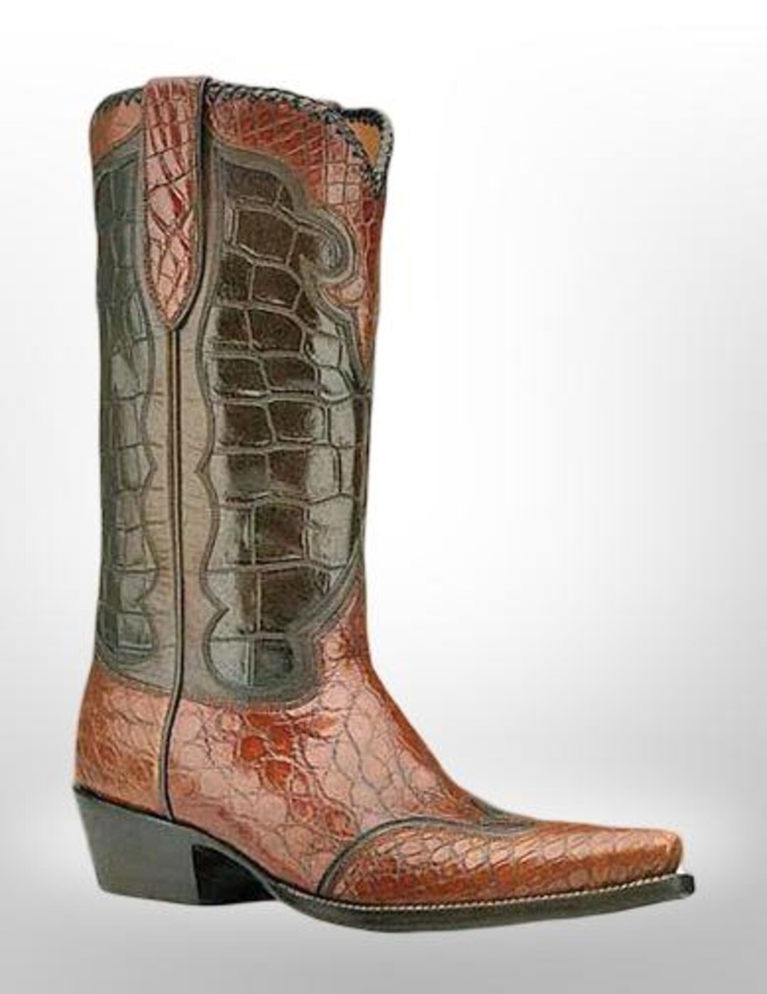 Men's Exotic Croc Embossed Leather Cowboy Boots Stylish Mid Calf ...