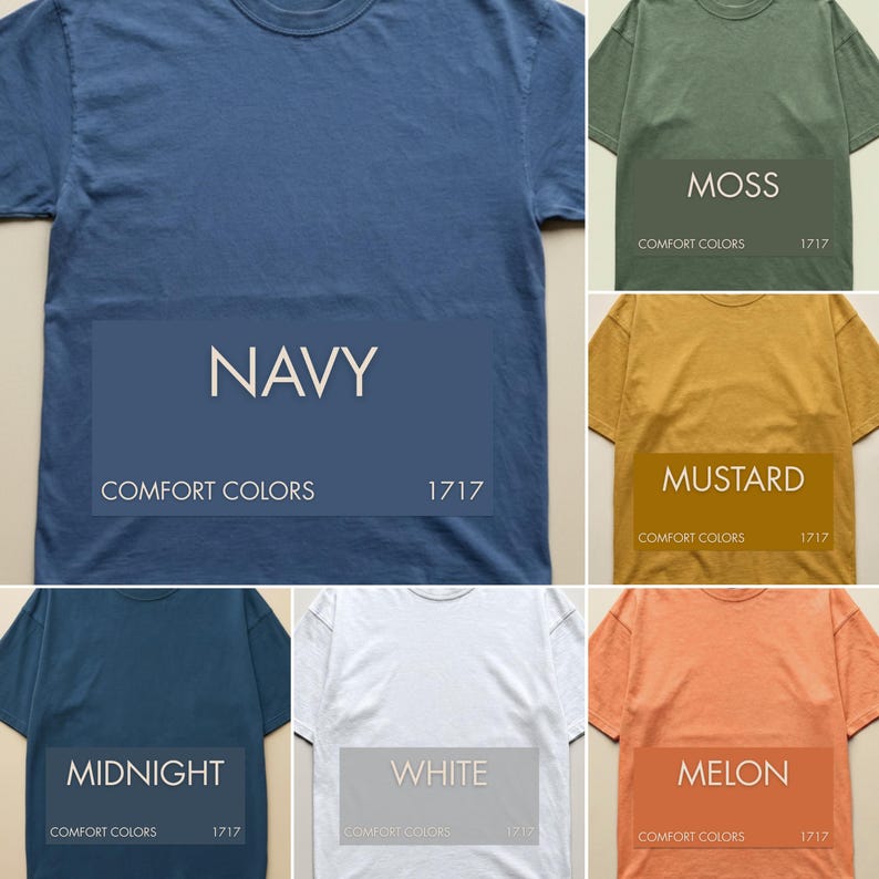 Comfort Colors 1717 Editable Color Chart, Canva Color Chart Template, CC1717 Fabric Texture Color Guide 50+ Colors image 4