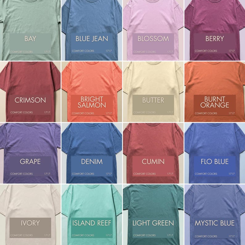 Comfort Colors 1717 Editable Color Chart, Canva Color Chart Template, CC1717 Fabric Texture Color Guide 50+ Colors image 6