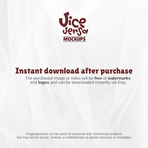 Puede incluir: Fondo blanco con un dise&ntilde;o abstracto suave. El texto en borgo&ntilde;a dice "Jice Jersa MOCKUPS" y "Descarga instant&aacute;nea despu&eacute;s de la compra". El texto explica que las im&aacute;genes compradas no tienen marcas de agua ni logotipos y se descargan a trav&eacute;s de Etsy.