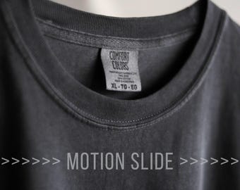 Comfort Colors 1717 Pepper Real Video Mockup STICKEREI mit detaillierter Gewebestruktur, Ausschnitt und natürlicher Faltenwurf, ohne AI