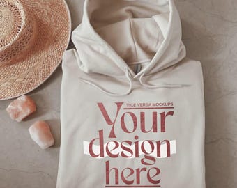 Gildan 18500 Sand Hoodie Mockup, High quality Real female model, No AI | G185 Sand Hood sweater Mock-up