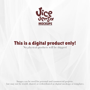 May include: A digital product mockup with the text "Jice Jersa MOCKUPS." The image states "This is a digital product only! No physical products will be shipped." The image also states that images can be used for personal and commercial projects.