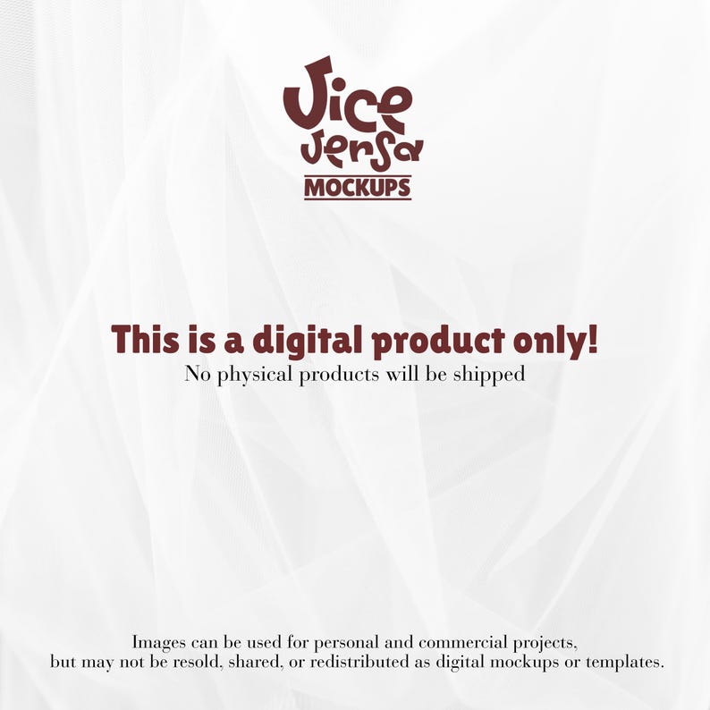 May include: A digital product mockup with the text "Jice Jersa MOCKUPS." The image states "This is a digital product only! No physical products will be shipped." The image also states that images can be used for personal and commercial projects.