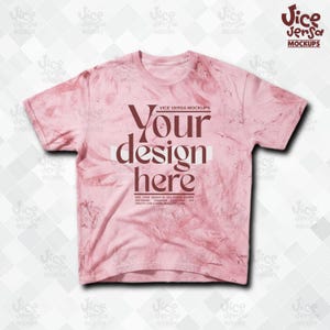 Comfort Colors 1745 Color Blast Clay T-Shirt Mockup | Vintage Washed Tee Flat Lay Tranparent background shadows