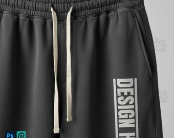 Pepper Comfort Colors 1468, uniseks kledingstuk geverfde lichtgewicht fleece sweatshort mockup | Bewerkbare PSD> Slimme objecten | Photopea en Photoshop