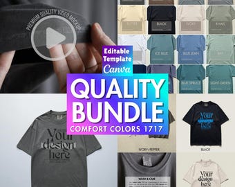 Comfort Colors 1717 Quality Bundle Editable 50+ Color Chart, Mockup video, Basecolor Springcolor flatlay, Size Chart template, HQ mockups