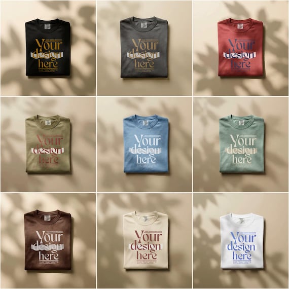 Comfort Colors 1717 Folded Flatlay Bundle Mockup, CC1717 video mockup, folded Tshirt Mock Up Video and pictures included