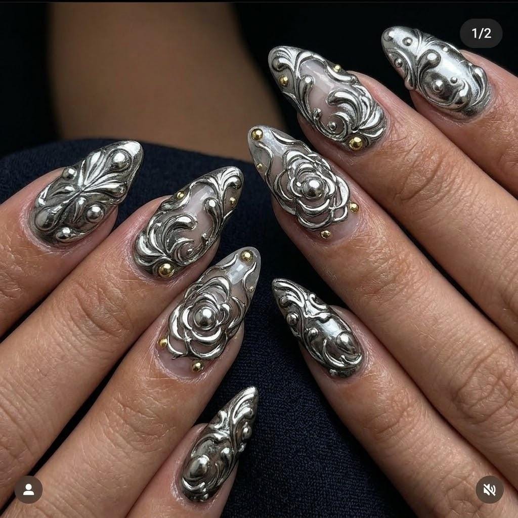 Chrome Hearts Nails - Etsy