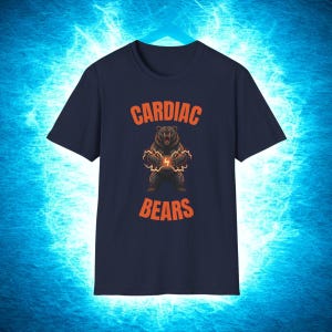 Camiseta gráfica del oso cardíaco de los Chicago Bears, mascota deportiva