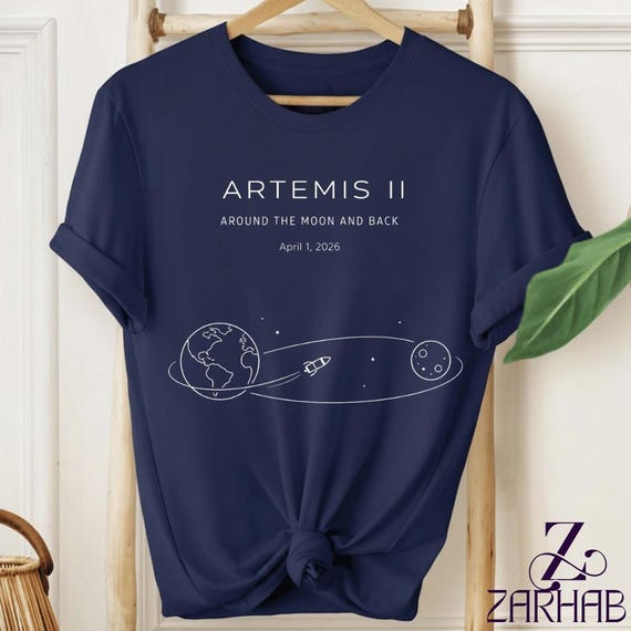 Space mission t shirt Womens Artemis 2 Journey Around the Moon and Back 2026 V-Neck, NASA fan gift graphic tee