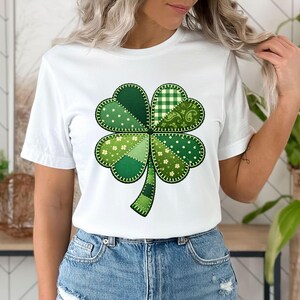 Funny St Patricks Day Shirt Patchwork Shamrock Design for St Patrick's Day Celebration T-Shirt Irish Holiday Gift